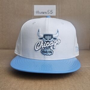 New Era Chicago Bulls Snapback Cap (White & Light Blue)